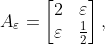 A_\varepsilon = \begin{bmatrix}2&\varepsilon\\ \varepsilon&\frac12\end{bmatrix},